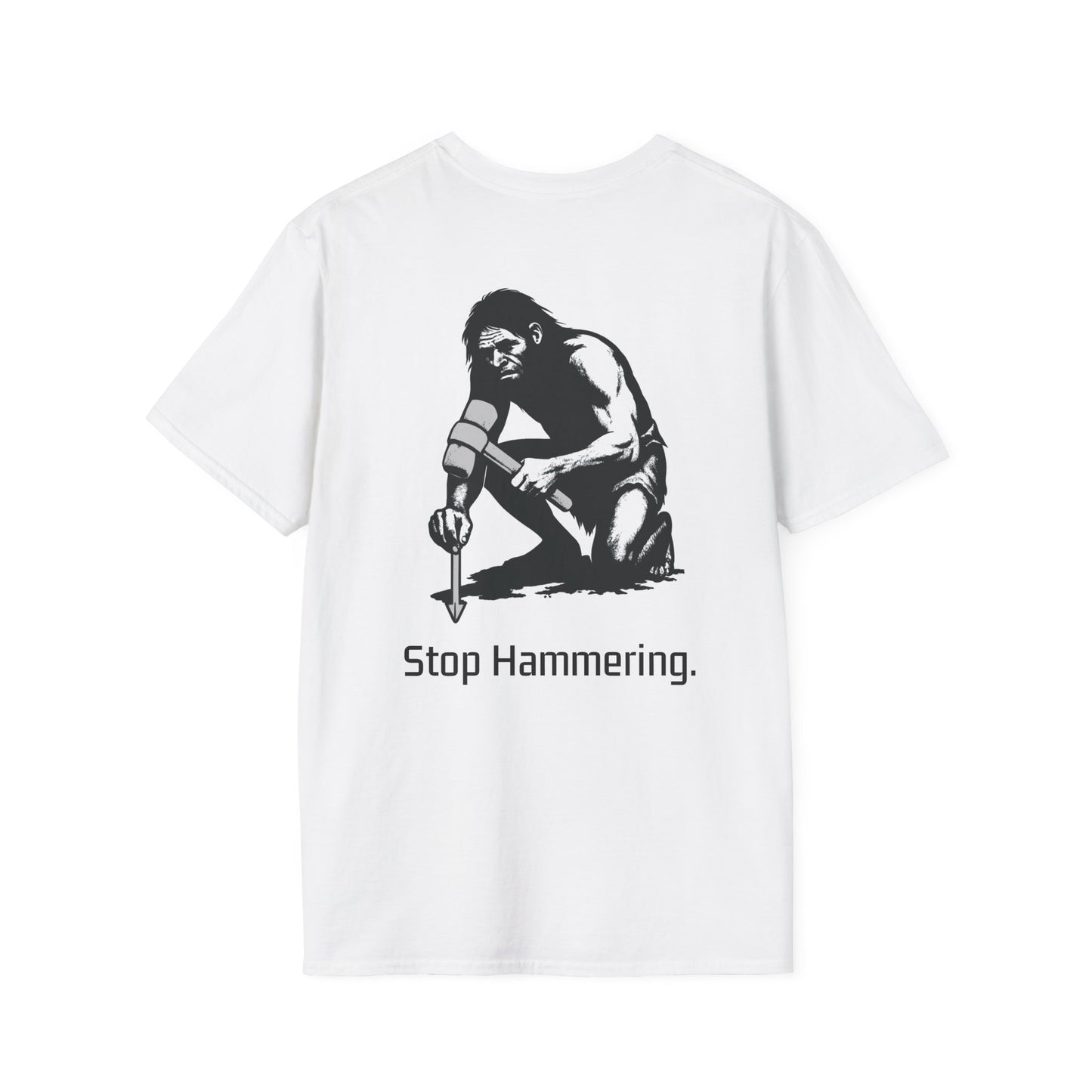 SoundStake Logo front / Neanderthal back - Unisex Softstyle T-Shirt